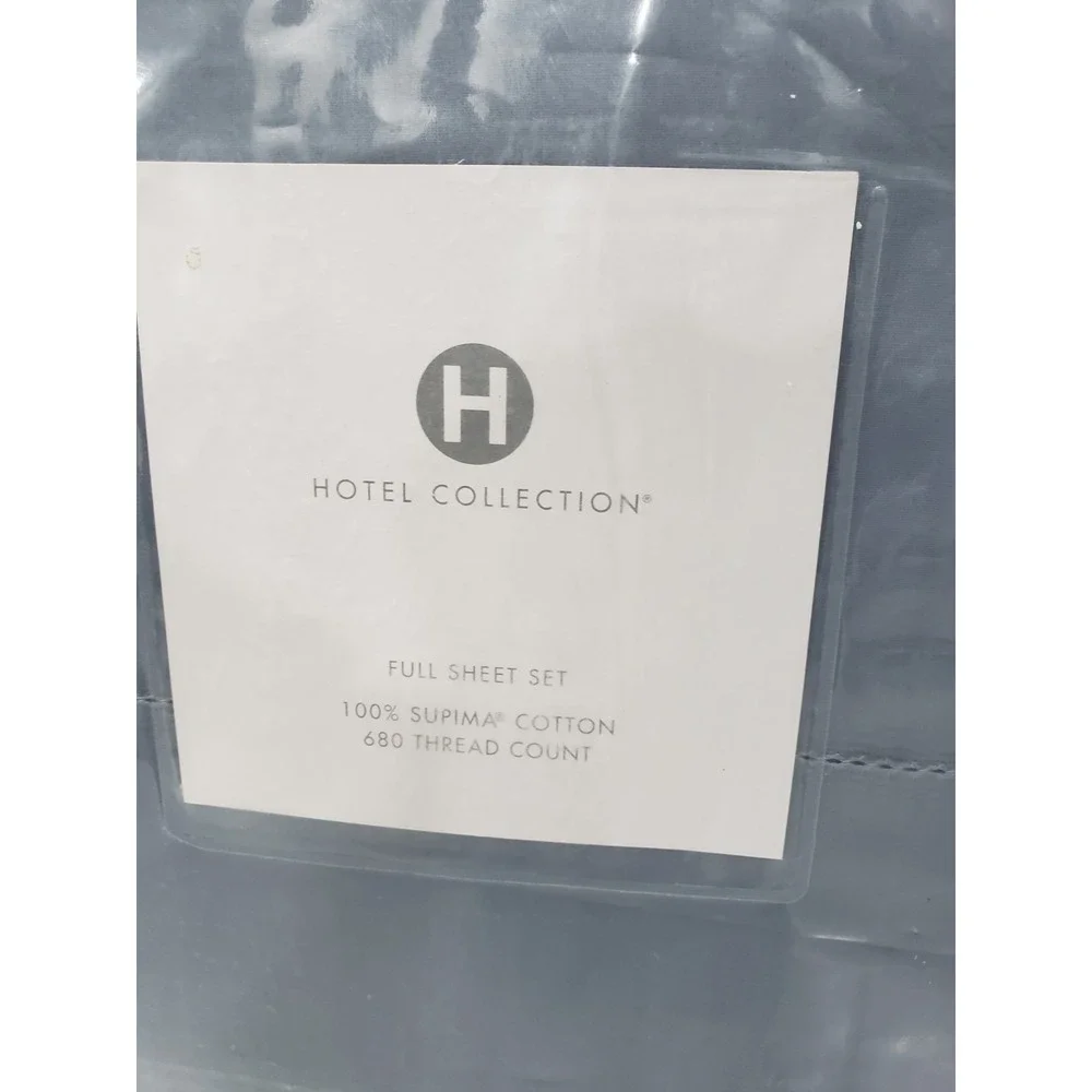 NEW Hotel Collection 680 Thread Count Cotton Full Size 4pc Sheet Set COLOR SLATE
